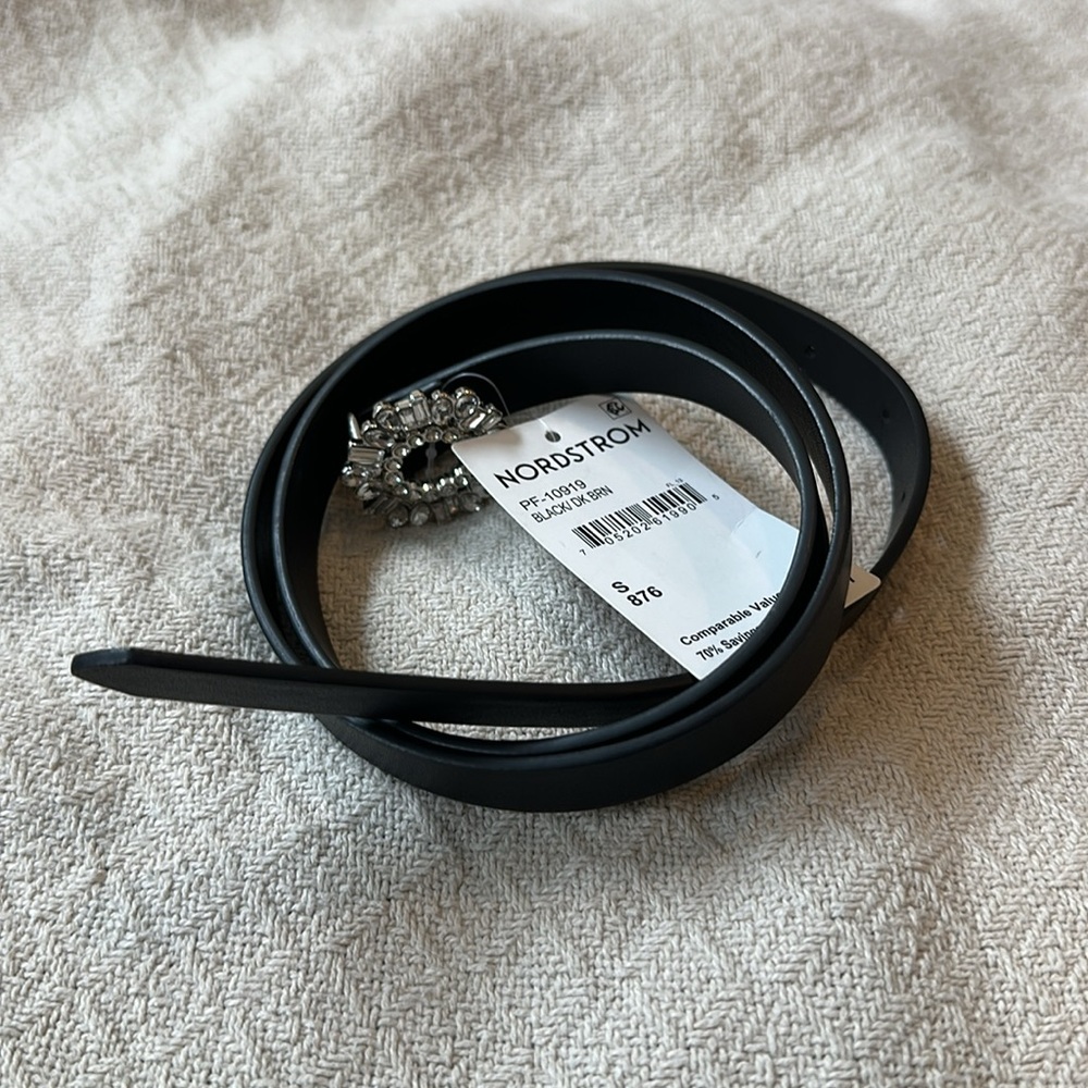 Elegant Black Belt with Silver Buckle